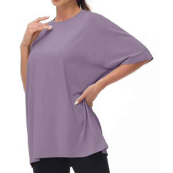 THE GYM PEOPLE Damen Kurzärmeliges mit Rundhalsausschnitt Übergroße T-Shirts Basic Baumwolle Shirts