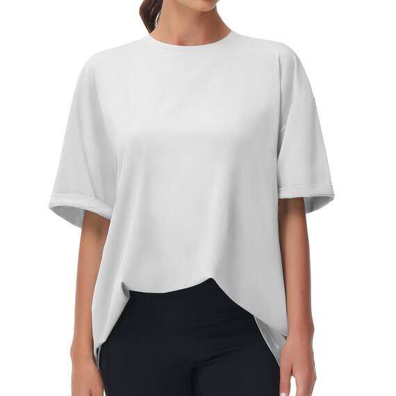 THE GYM PEOPLE Damen Kurzärmeliges mit Rundhalsausschnitt Übergroße T-Shirts Basic Baumwolle Shirts