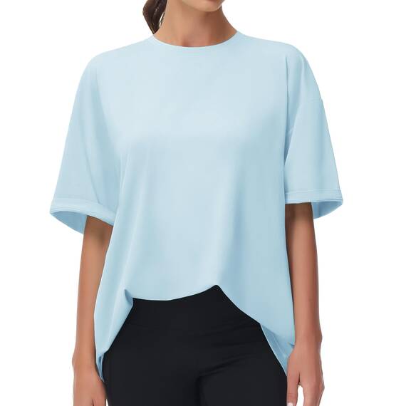 THE GYM PEOPLE Damen Kurzärmeliges mit Rundhalsausschnitt Übergroße T-Shirts Basic Baumwolle Shirts