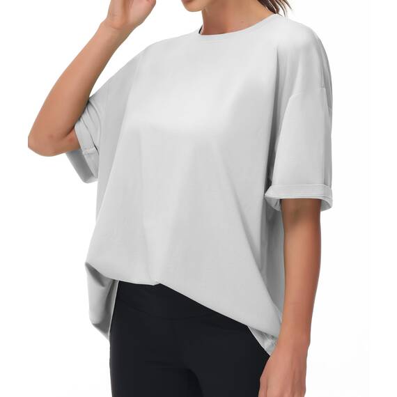 THE GYM PEOPLE Damen Kurzärmeliges mit Rundhalsausschnitt Übergroße T-Shirts Basic Baumwolle Shirts