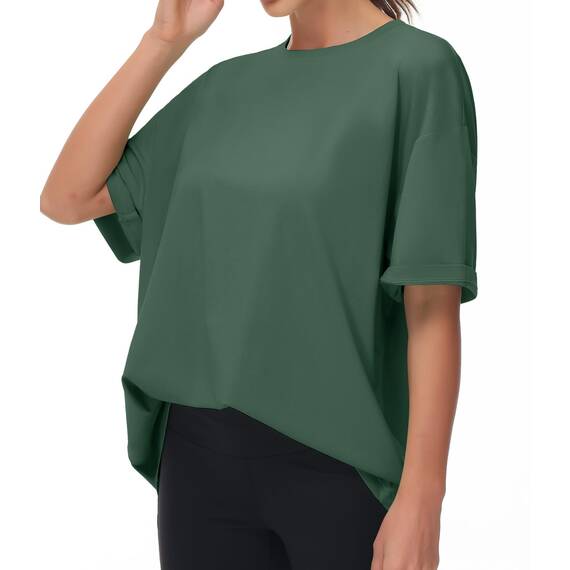 THE GYM PEOPLE Damen Kurzärmeliges mit Rundhalsausschnitt Übergroße T-Shirts Basic Baumwolle Shirts