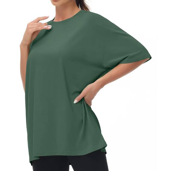 THE GYM PEOPLE Damen Kurzärmeliges mit Rundhalsausschnitt Übergroße T-Shirts Basic Baumwolle Shirts