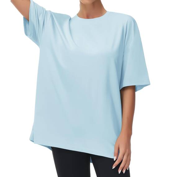 THE GYM PEOPLE Damen Kurzärmeliges mit Rundhalsausschnitt Übergroße T-Shirts Basic Baumwolle Shirts