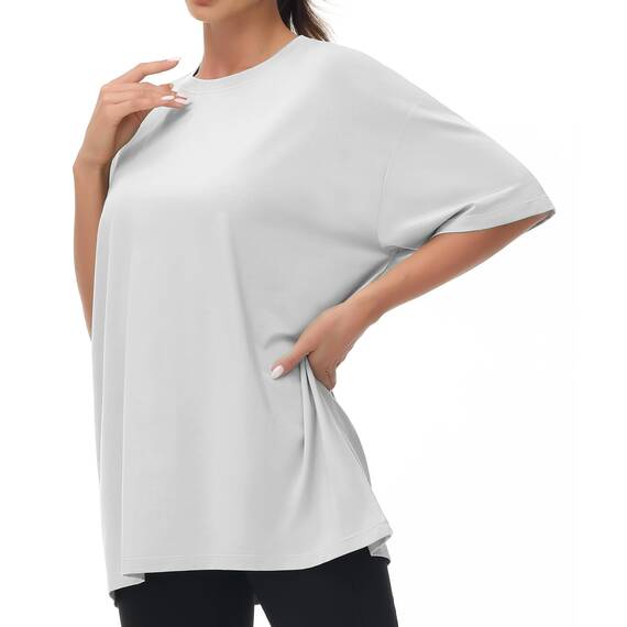 THE GYM PEOPLE Damen Kurzärmeliges mit Rundhalsausschnitt Übergroße T-Shirts Basic Baumwolle Shirts