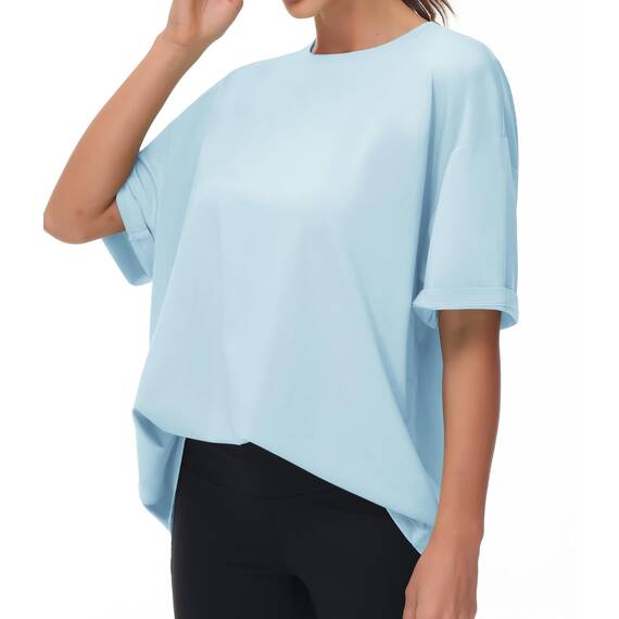 THE GYM PEOPLE Damen Kurzärmeliges mit Rundhalsausschnitt Übergroße T-Shirts Basic Baumwolle Shirts