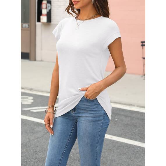 Cuptacc Tshirt Damen Tops Sommer Rundhals Oberteile Elegant Basic Bluse Kurzarm Damen Business Tunika CoffeeGrey 3XL 56-58
