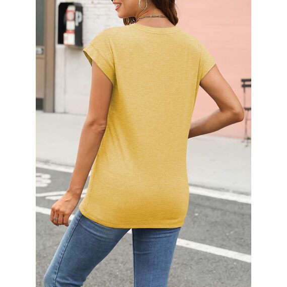 Cuptacc Tops Für Damen T Shirt Rundhals Oberteile Damen Oversized Bluse Kurzarm Sexy Y2k Top Sommer Yellow XS 30-32