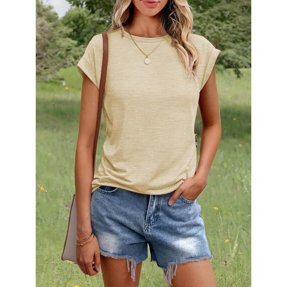 Cuptacc Tops Für Damen T Shirt Rundhals Oberteile Damen Oversized Bluse Kurzarm Sexy Y2k Top Sommer CoffeeGrey XS 30-32