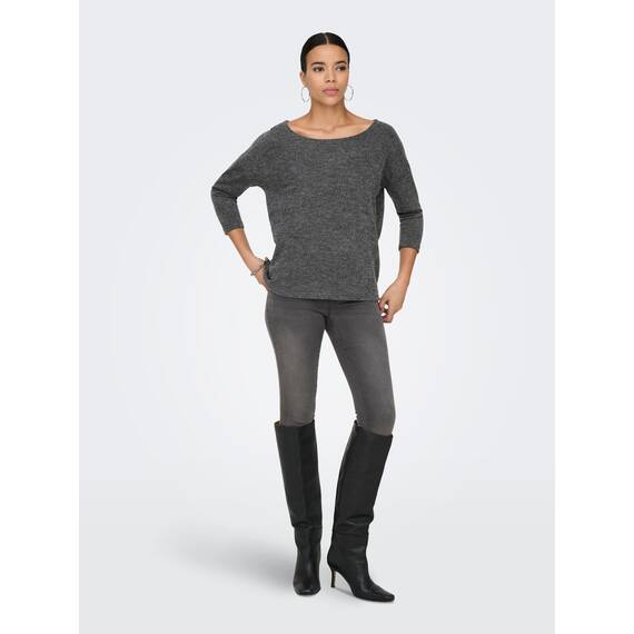 ONLY Damen ONLALBA 3/4 JRS NOOS Top, Dark Grey Melange,XXS
