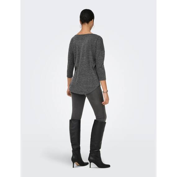 ONLY Damen ONLALBA 3/4 JRS NOOS Top, Dark Grey Melange,XXS