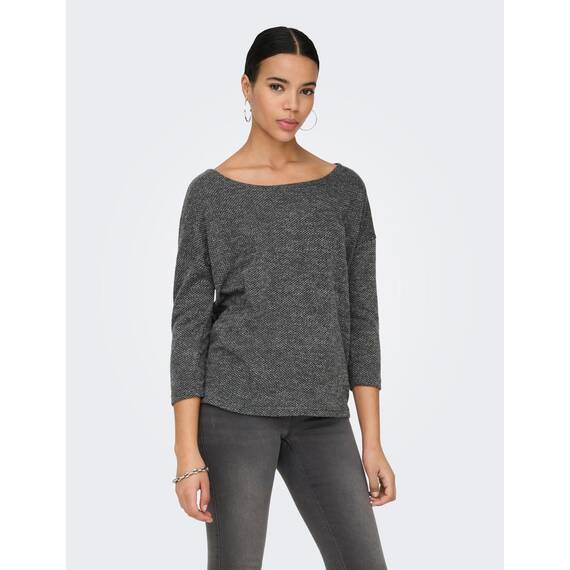 ONLY Damen ONLALBA 3/4 JRS NOOS Top, Dark Grey Melange,XXS