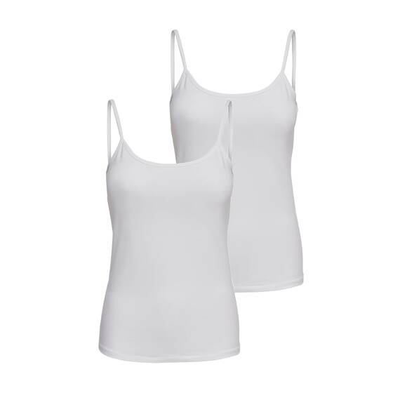 ONLY Damen 2er-Pack Tank-Top Oberteil Verschiedene Träger Shirt Unterhemd, Farbe:Weiß, Größe:S