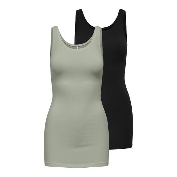 ONLY Damen Onllive Love Life New Long Tt 2pack Noos Top, Desert Sage, S EU