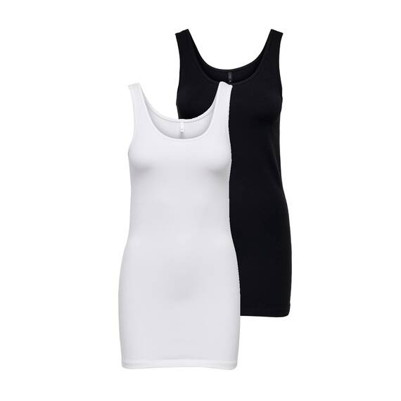ONLY Damen 2er-Pack Tank-Top Oberteil Verschiedene Träger Shirt Unterhemd, Farbe:Mehrfarbig, Größe:L