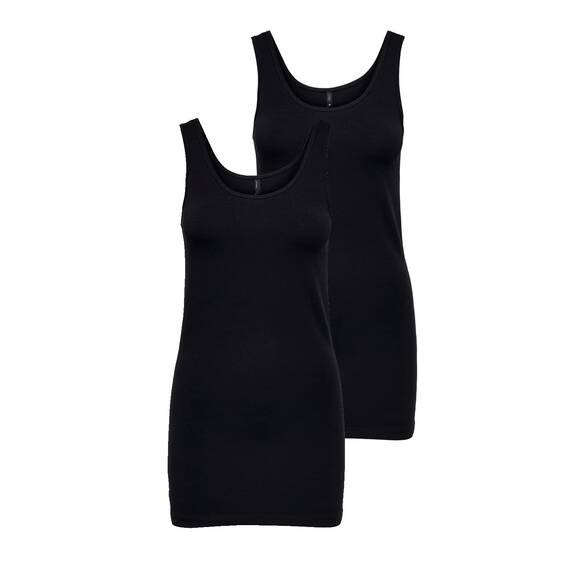 ONLY Damen 2er-Pack Tank-Top Oberteil Verschiedene Träger Shirt Unterhemd, Farbe:Black1, Größe:L