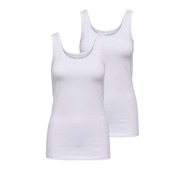 ONLY Damen 2er-Pack Tank-Top Oberteil Verschiedene Träger Shirt Unterhemd, Farbe:White, Größe:XL