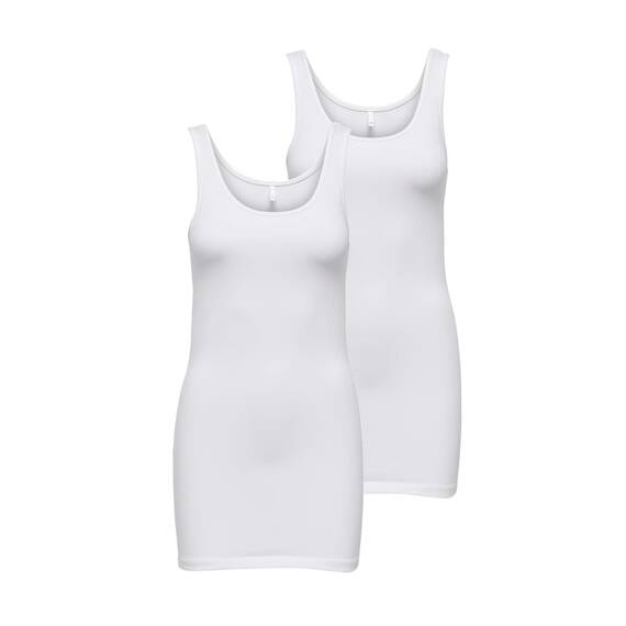 ONLY Damen 2er-Pack Tank-Top Oberteil Verschiedene Träger Shirt Unterhemd, Farbe:Weiß Uni, Größe:L