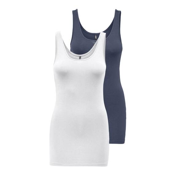 ONLY Damen Onllive Love New Long Tt 2Pack JRS Noos, White, S (2er Pack)