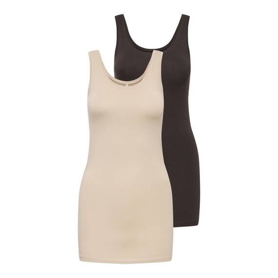 ONLY Damen Onllive Love New Long Tt 2Pack JRS Noos, Chocolate Torte, L (2er Pack)