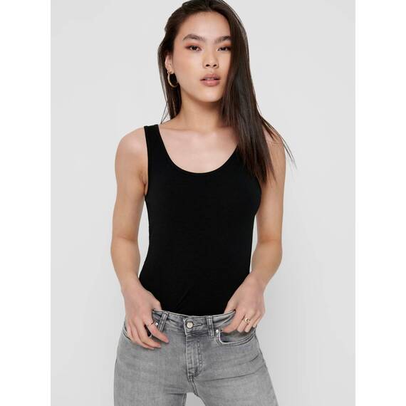 ONLY Damen 2er-Pack Tank-Top Oberteil Verschiedene Träger Shirt Unterhemd, Farbe:weiß/schw., Größe:S
