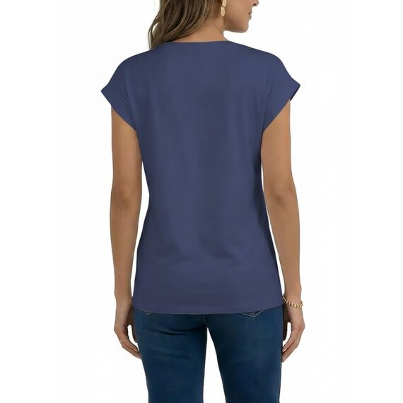 AirMood Damen-T-Shirt, Sommer, lässig, mit Flügelärmeln, blau, M