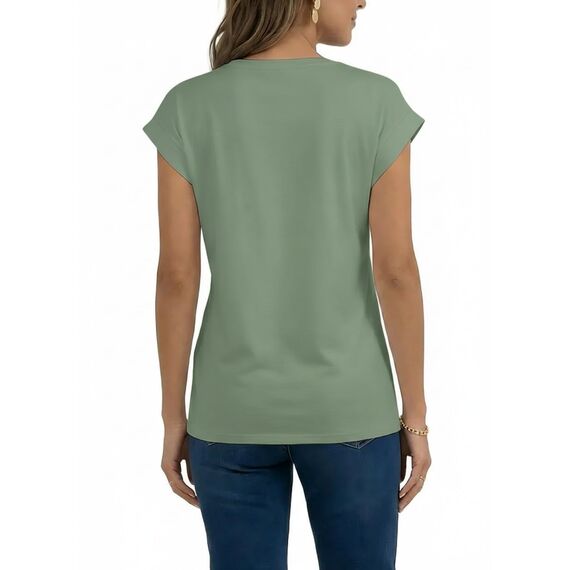 AirMood Damen-T-Shirt, Sommer, lässig, mit Flügelärmeln, grün, XL