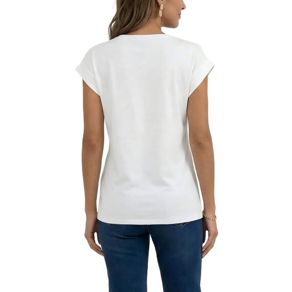 AirMood Damen-T-Shirt, Sommer, lässig, mit Flügelärmeln, weiß, XL