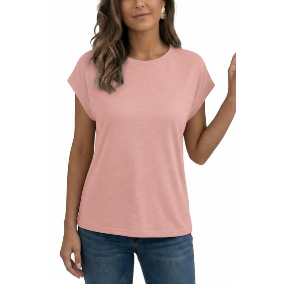 AirMood Damen-T-Shirt, Sommer, lässig, mit Flügelärmeln, Rose, XXL