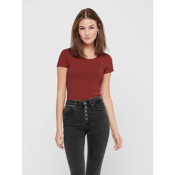 ONLY Damen Onllive Love SS Oneck TOP JRS, Spiced Apple/Thyme/Plum Kitten, L