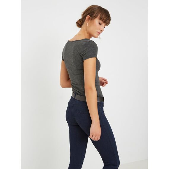 ONLY Damen Onllive Love SS Oneck TOP JRS, Dark Grey Melange/Balsam Green, XL