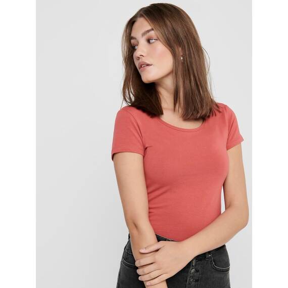 ONLY Damen Onllive Love SS Oneck TOP JRS, Birch/Arona/Mineral red/Hedge, L