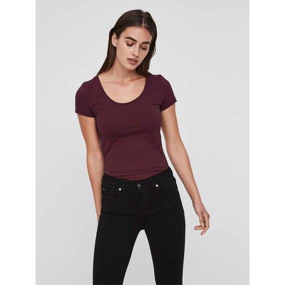 ONLY Damen Onllive Love SS Oneck TOP JRS, Maroon Banner/Rose Brown/Adobe, M