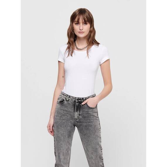 ONLY Damen Onllive Love S/S O-Neck Top JRS Blouse, Weiß, S EU