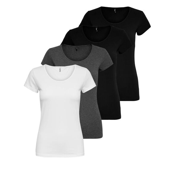 ONLY Damen Onllive Love SS Oneck TOP JRS, Dark Grey Melange/Black/Black/, XL