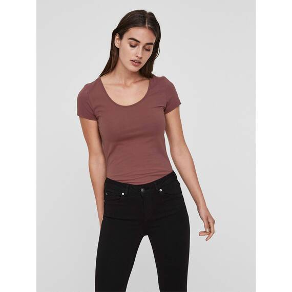ONLY Damen Onllive Love SS Oneck TOP JRS, Maroon Banner/Rose Brown/Adobe, M