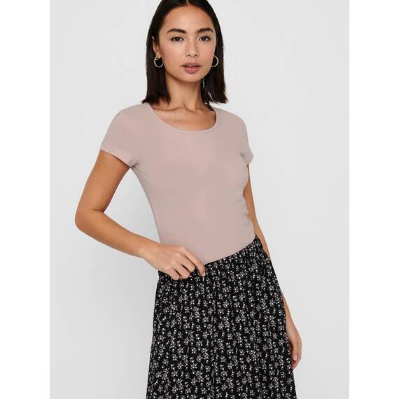 ONLY Damen Onllive Love SS Oneck TOP JRS, Maroon Banner/Rose Brown/Adobe, XXXL