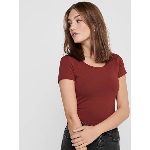 ONLY Damen Onllive Love SS Oneck TOP JRS, Spiced Apple/Thyme/Plum Kitten, L
