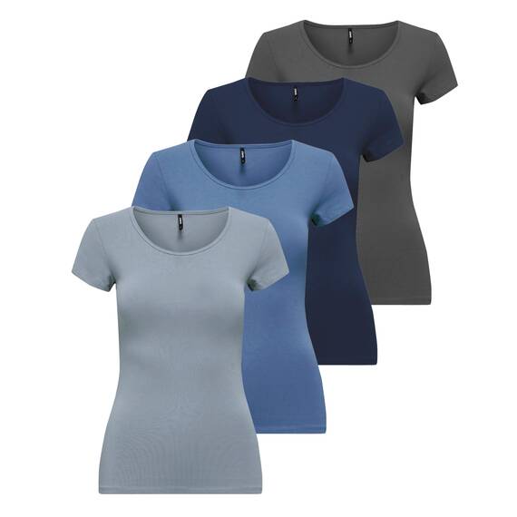 ONLY Damen Onllive Love SS Oneck TOP JRS, Peacoat/Moonlight Blue/Tradewi, S
