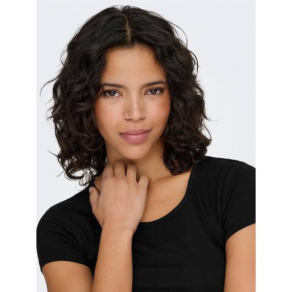 ONLY Damen Onllive Love SS Oneck TOP JRS, Dark Grey Melange/Black/Black/, XS