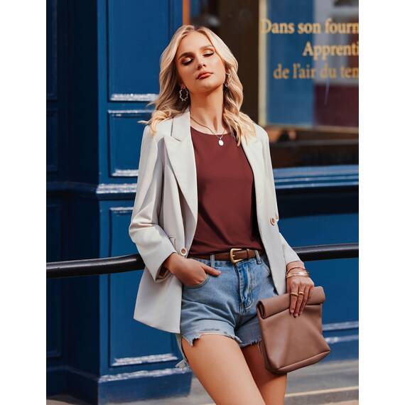 Zeagoo Top Damen Sommer Locker Cap Ärmel Tank Top Basic Tops für Damen Sommertop Elegant Rundhals Ärmellose Bluse Rotwein XXL