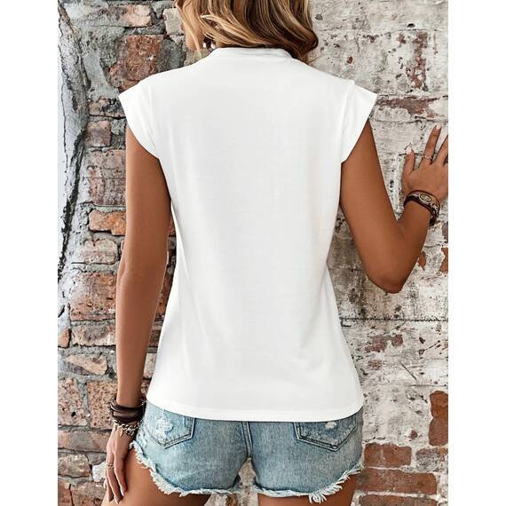 Zeagoo Tops für Damen Locker Basic Tanktop Cap Ärmel Sommertop Elegant Ärmellose T Shirt Weiß S