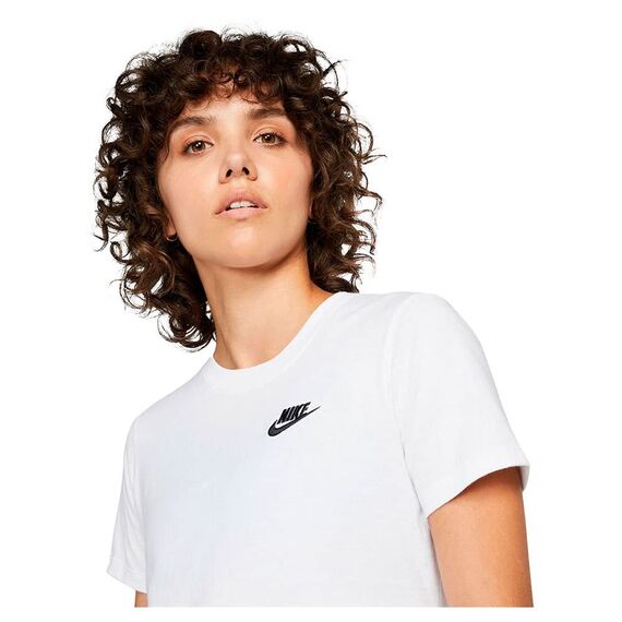 Nike Damen Club T Shirt, White/Black, L EU