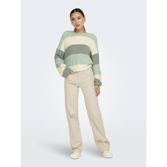 ONLY Damen Onlatia L/S Stripe Pullover KNT Noos Sweater, Silt Green,M