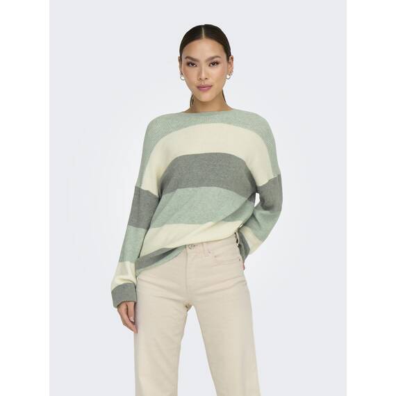 ONLY Damen Onlatia L/S Stripe Pullover KNT Noos Sweater, Silt Green,M