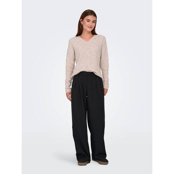 ONLY Damen ONLCAMILLA V-Neck L/S Strickpullover KNT 15204588, Pumice Stonedetail:Melange,M