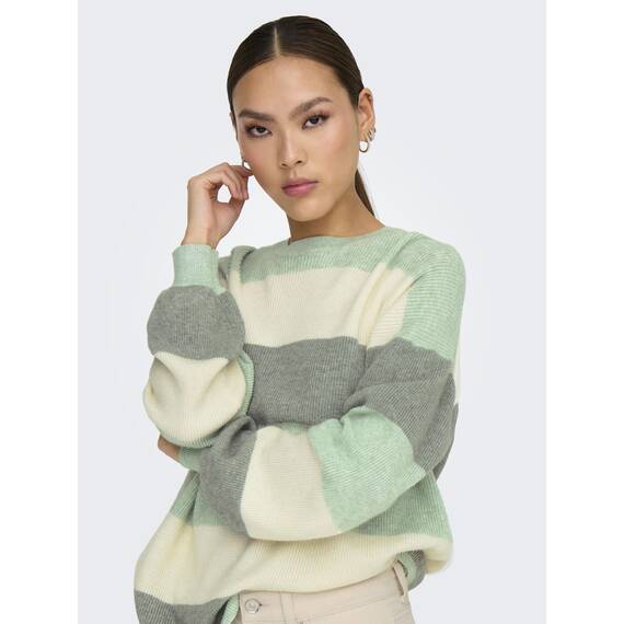 ONLY Damen Onlatia L/S Stripe Pullover KNT Noos Sweater, Silt Green,M
