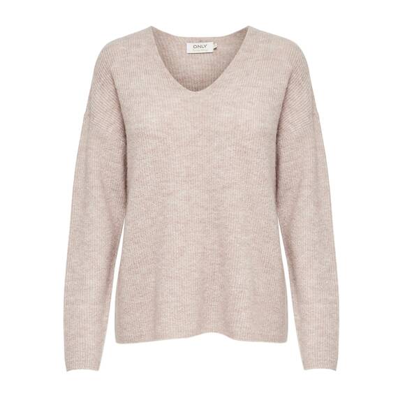 ONLY Damen ONLCAMILLA V-Neck L/S Strickpullover KNT 15204588, Pumice Stonedetail:Melange,M