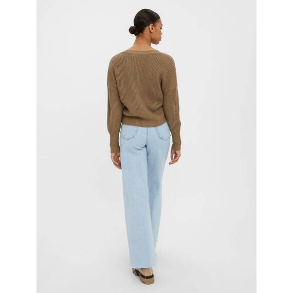 VERO MODA Damen Vmlea Ls V-Hals Manchet Cardigan Noos Strickjacke, Sepia Tint, XS EU
