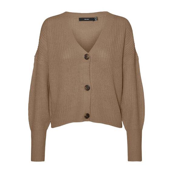 VERO MODA Damen Vmlea Ls V-Hals Manchet Cardigan Noos Strickjacke, Sepia Tint, XS EU