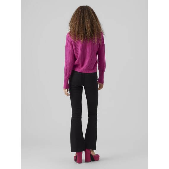 VERO MODA Damen Vmlea Ls V-neck Cuff Cardigan Noos Strickjacke, Pink Yarrow, XS